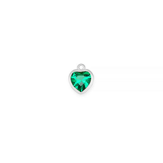 14K White Gold Heart Synthetic Birthstone Charm RIVA Precision