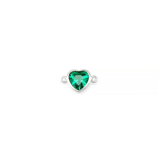 14K White Heart Synthetic Birthstone Horizontal Bail Connector RIVA Precision 