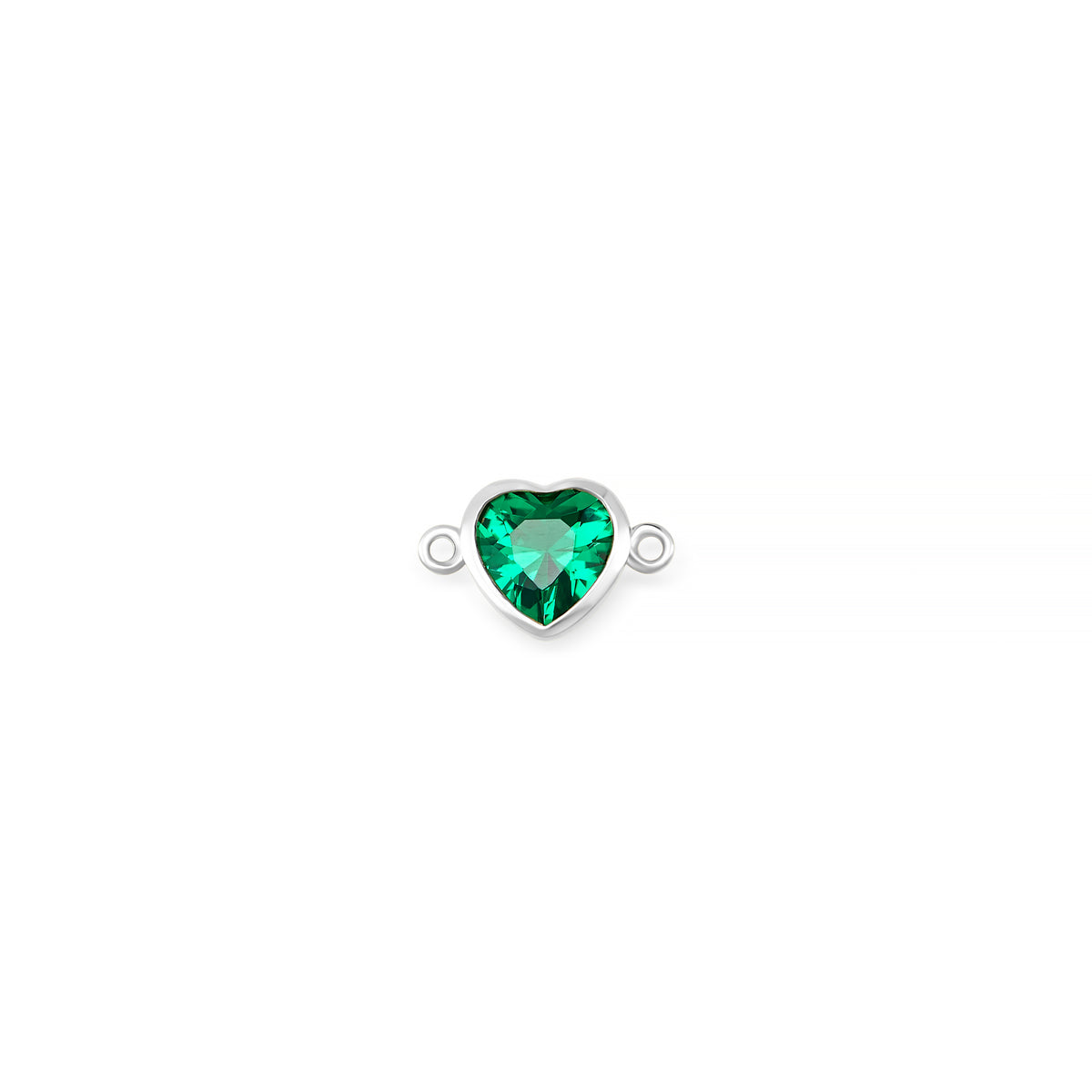 14K White Heart Synthetic Birthstone Horizontal Bail Connector RIVA Precision 