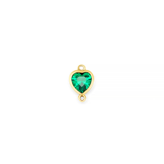 14K Yellow Gold Heart Synthetic Birthstone Vertical Bail Connector RIVA Precision 