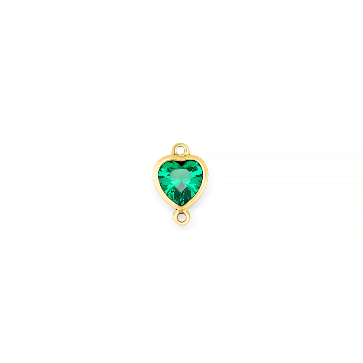 14K Yellow Gold Heart Synthetic Birthstone Vertical Bail Connector RIVA Precision 