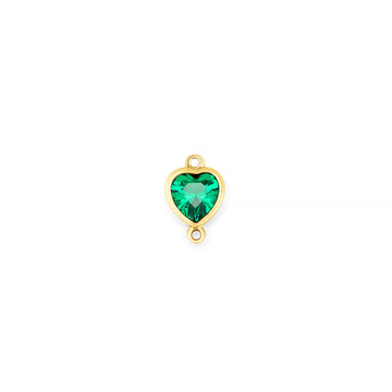 14K Yellow Gold Heart Synthetic Birthstone Vertical Bail Connector RIVA Precision 