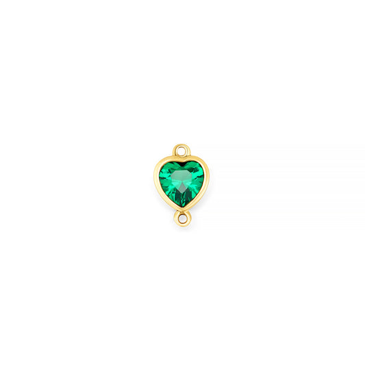 14K Yellow Gold Heart Synthetic Birthstone Vertical Bail Connector RIVA Precision 