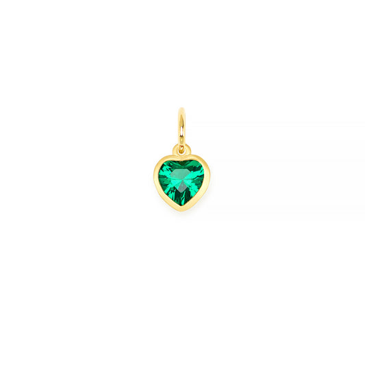 14K Gold Heart Synthetic Birthstone Charm RIVA Precision 
