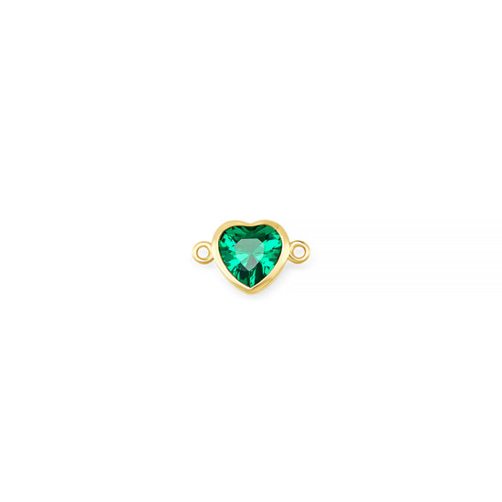 14K Yellow Gold Heart Synthetic Birthstone Horizontal Bail Connector RIVA Precision 
