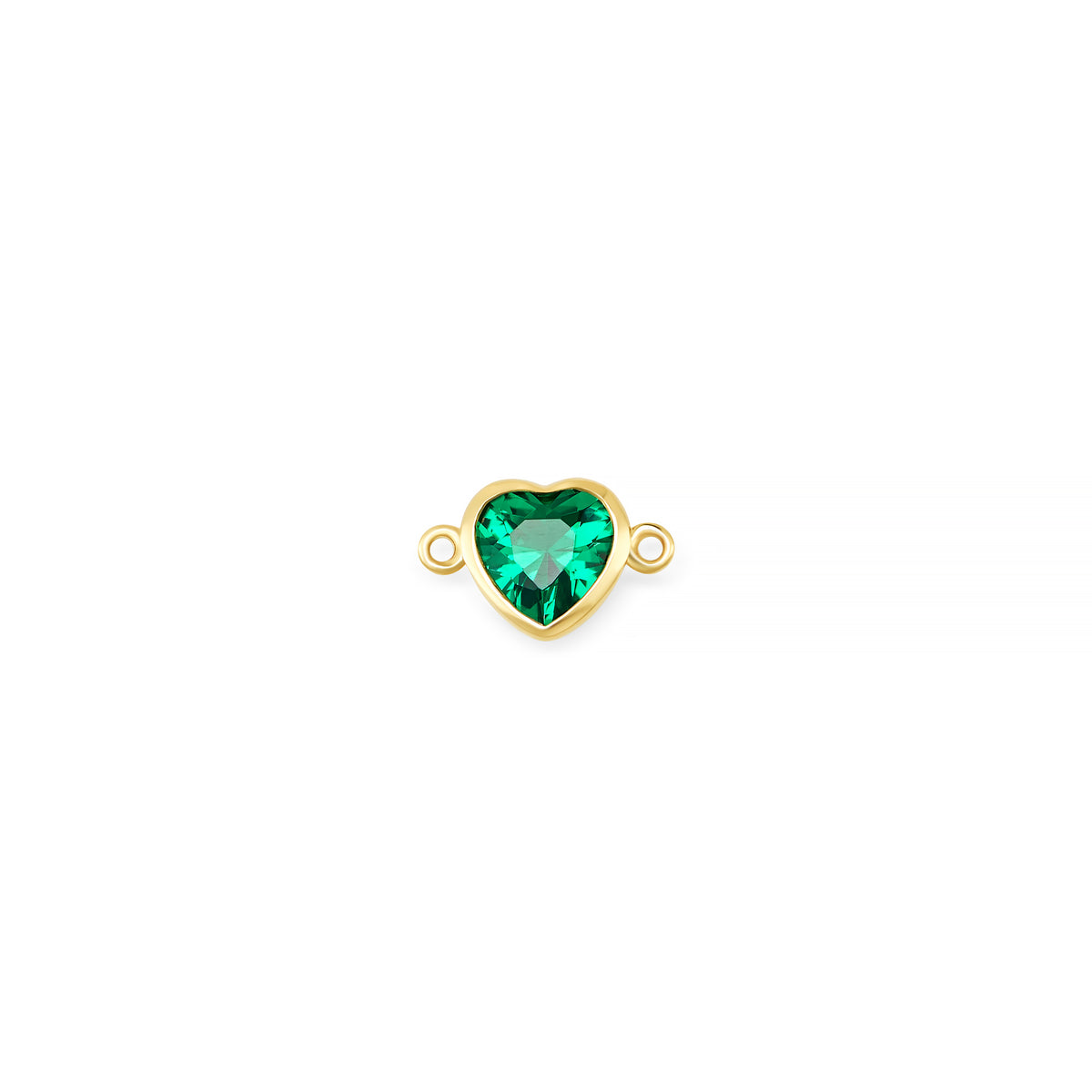 14K Yellow Gold Heart Synthetic Birthstone Horizontal Bail Connector RIVA Precision 