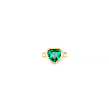 14K Yellow Gold Heart Synthetic Birthstone Horizontal Bail Connector RIVA Precision 