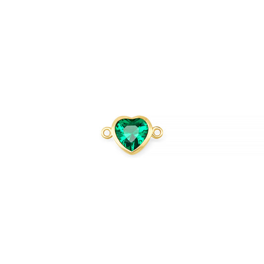 14K Yellow Gold Heart Synthetic Birthstone Horizontal Bail Connector RIVA Precision 