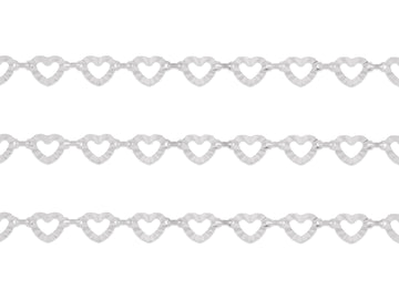 8.8mm Hammered Heart Connector Chain By the Inch