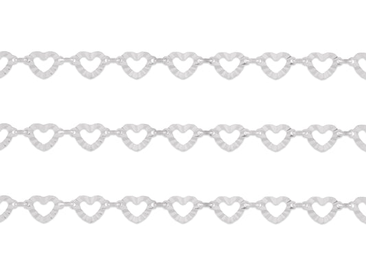 8.8mm Hammered Heart Connector Chain By the Inch