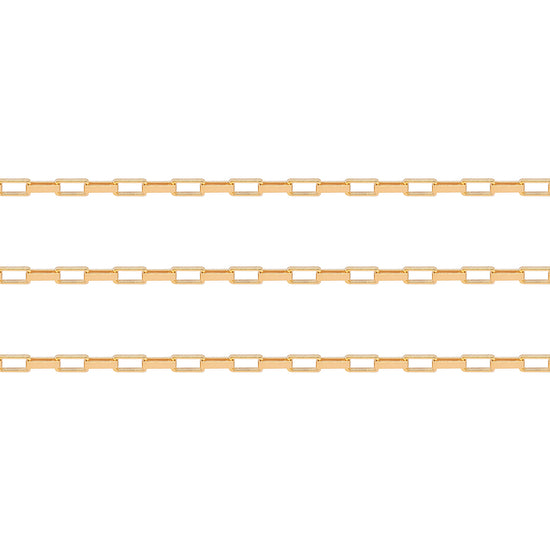 Gold elongated chain on a white background