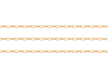 Gold elongated chain on a white background