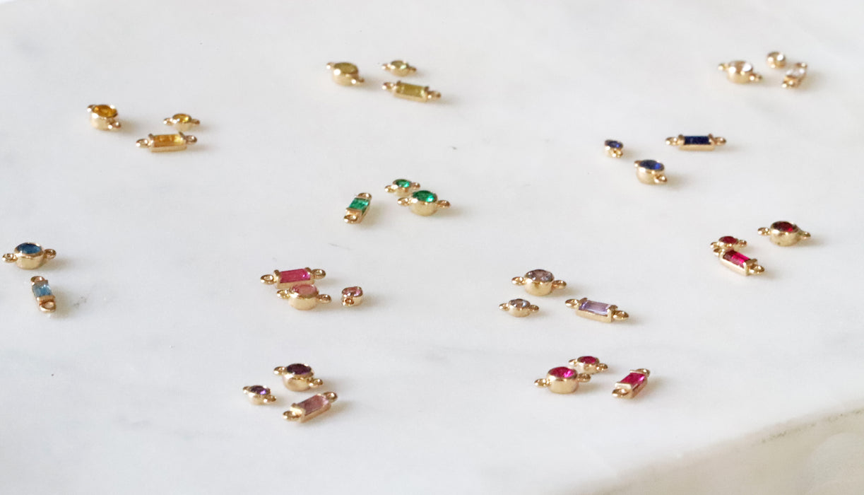 Synthetic Bezel-Set Birthstone Connector