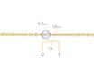 Gold chain with a pearl and measurement scale on a white background