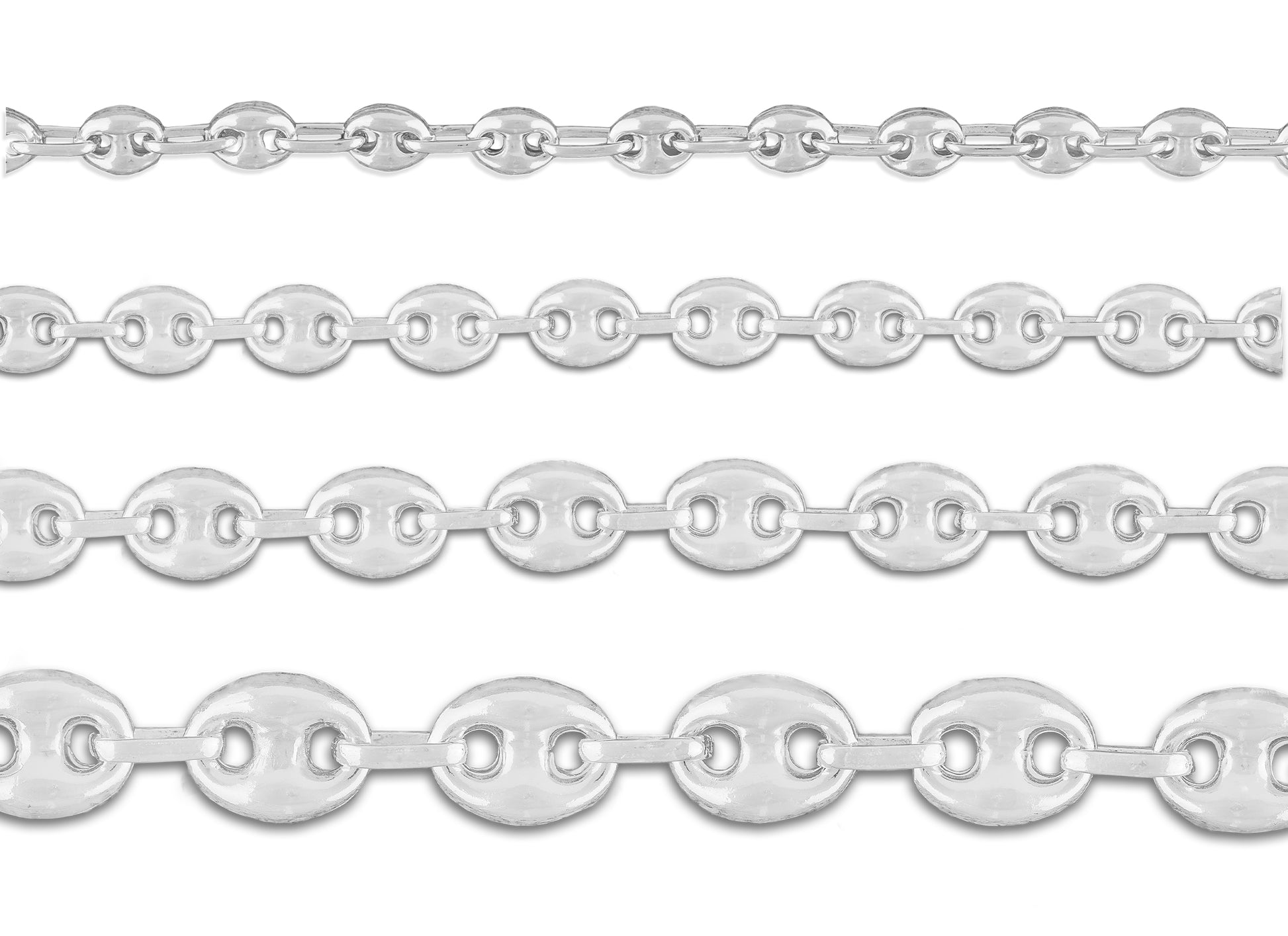 4mm, 6mm, 8mm, 11mm Mariner Chain By the Inch Sterling Silver Necklace Jewelry Riva Ethical Bulk Made in USA, Brooklyn NY