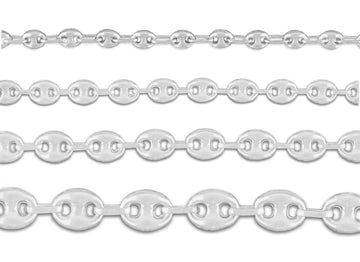 4mm, 6mm, 8mm, 11mm Mariner Chain By the Inch Sterling Silver Necklace Jewelry Riva Ethical Bulk Made in USA, Brooklyn NY