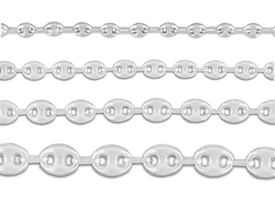 4mm, 6mm, 8mm, 11mm Mariner Chain By the Inch Sterling Silver Necklace Jewelry Riva Ethical Bulk Made in USA, Brooklyn NY