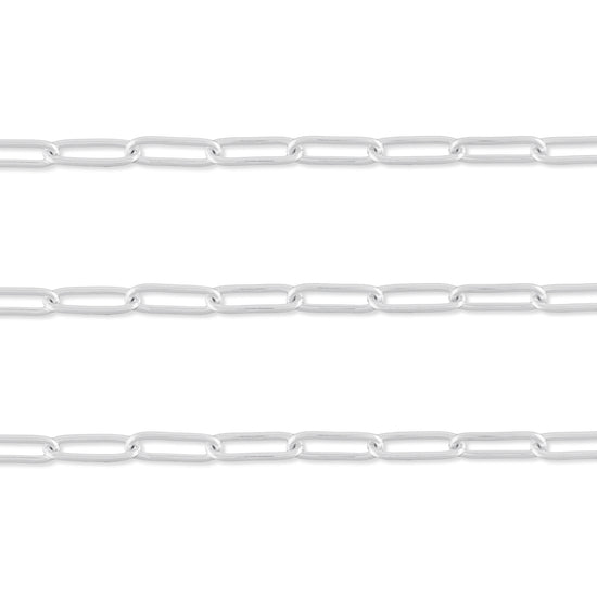 5.2mm, 5mm Round Paperclip Chain By the Inch Sterling Silver Necklace Jewelry Riva Ethical Bulk Made in USA, Brooklyn NY
