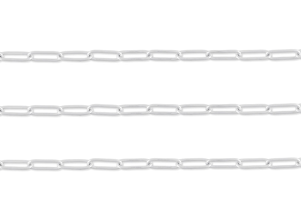 5.2mm, 5mm Round Paperclip Chain By the Inch Sterling Silver Necklace Jewelry Riva Ethical Bulk Made in USA, Brooklyn NY