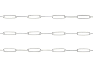 3.8mm Rounded Elongated Paper Clip Sterling Silver Chain By the Inch
