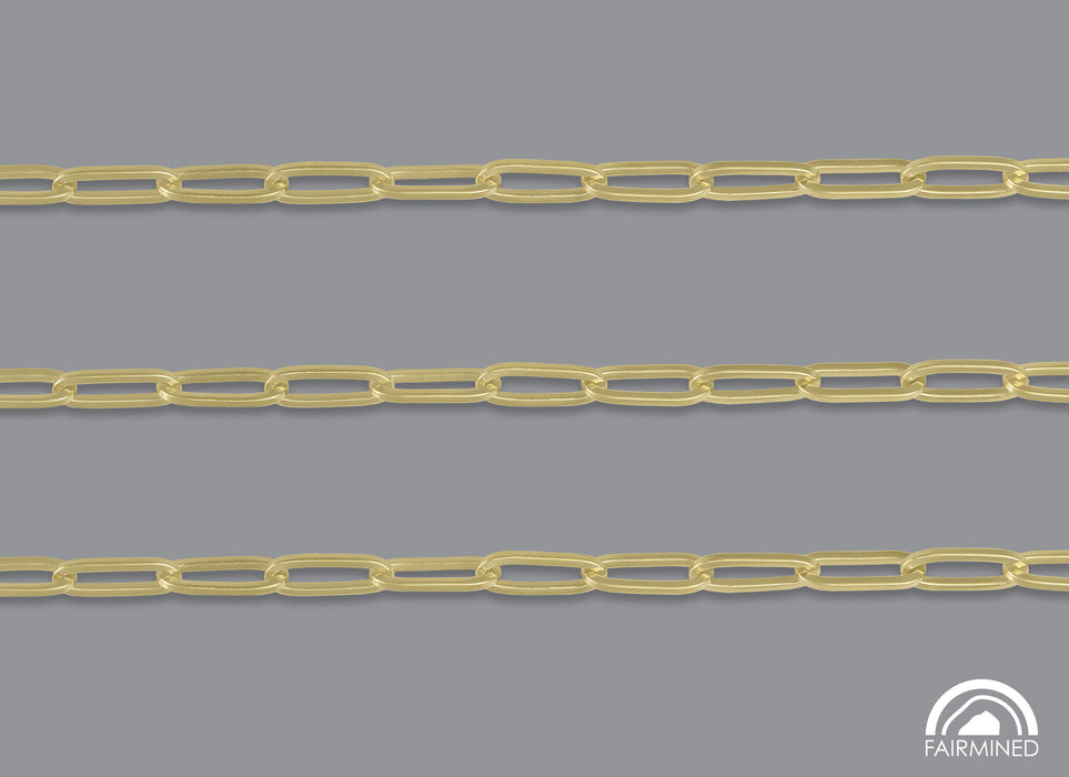 2.9mm Flat Paper Clip Chain in Fairmined Gold By the Inch