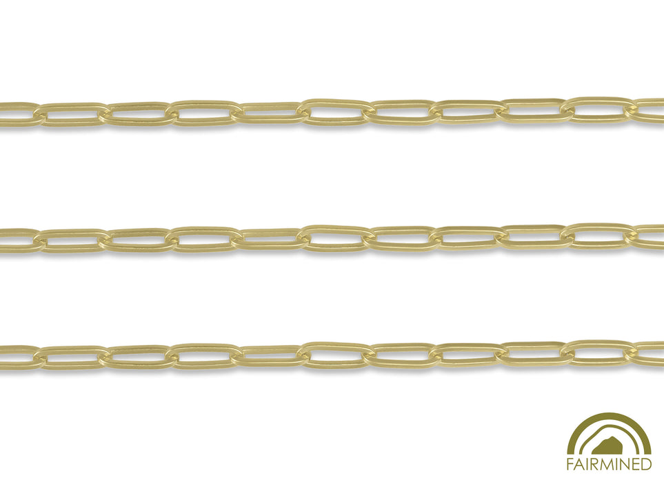 2.9mm Flat Paper Clip Chain in Fairmined Gold By the Inch