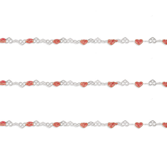 Chain with heart-shaped charms on a white background