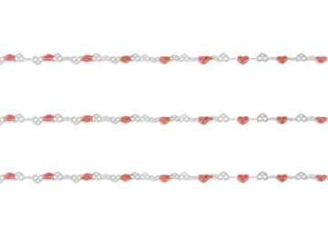 Chain with heart-shaped charms on a white background