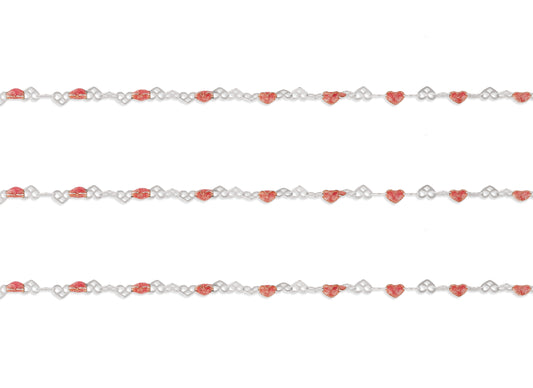 Chain with heart-shaped charms on a white background