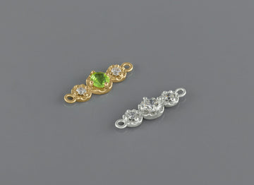 3 Prong-Set Birthstone Connector Bar