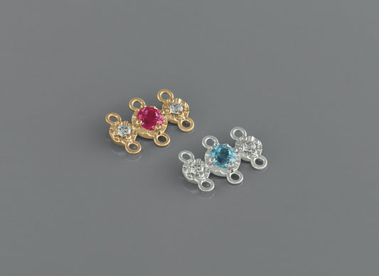 3 Prong-Set Birthstone Multi-Chain Connector Bar