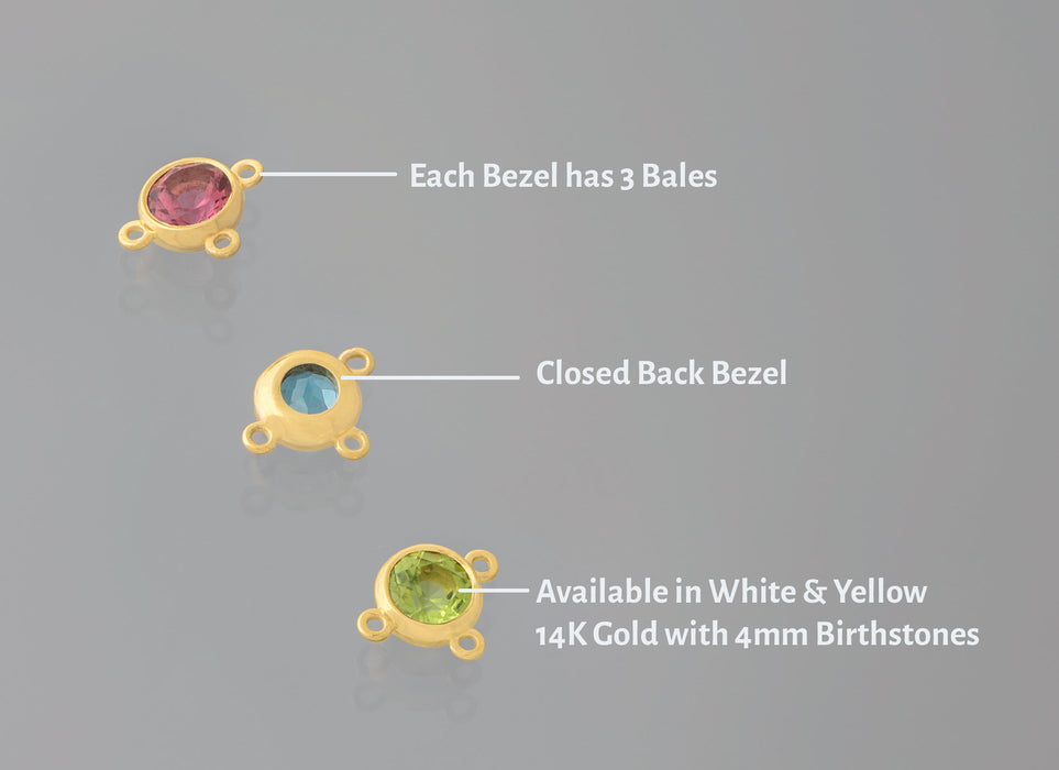 Hand Chain Bezel-Set Birthstone Connector