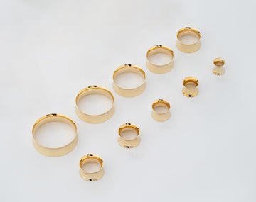 14K Gold Double-Flared Ear Gauges