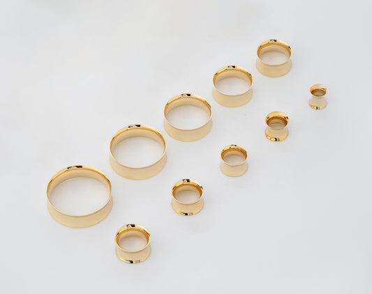 14K Gold Double-Flared Ear Gauges