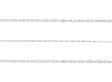 Multiple sterling silver rope chains laid out in parallel against a white background.