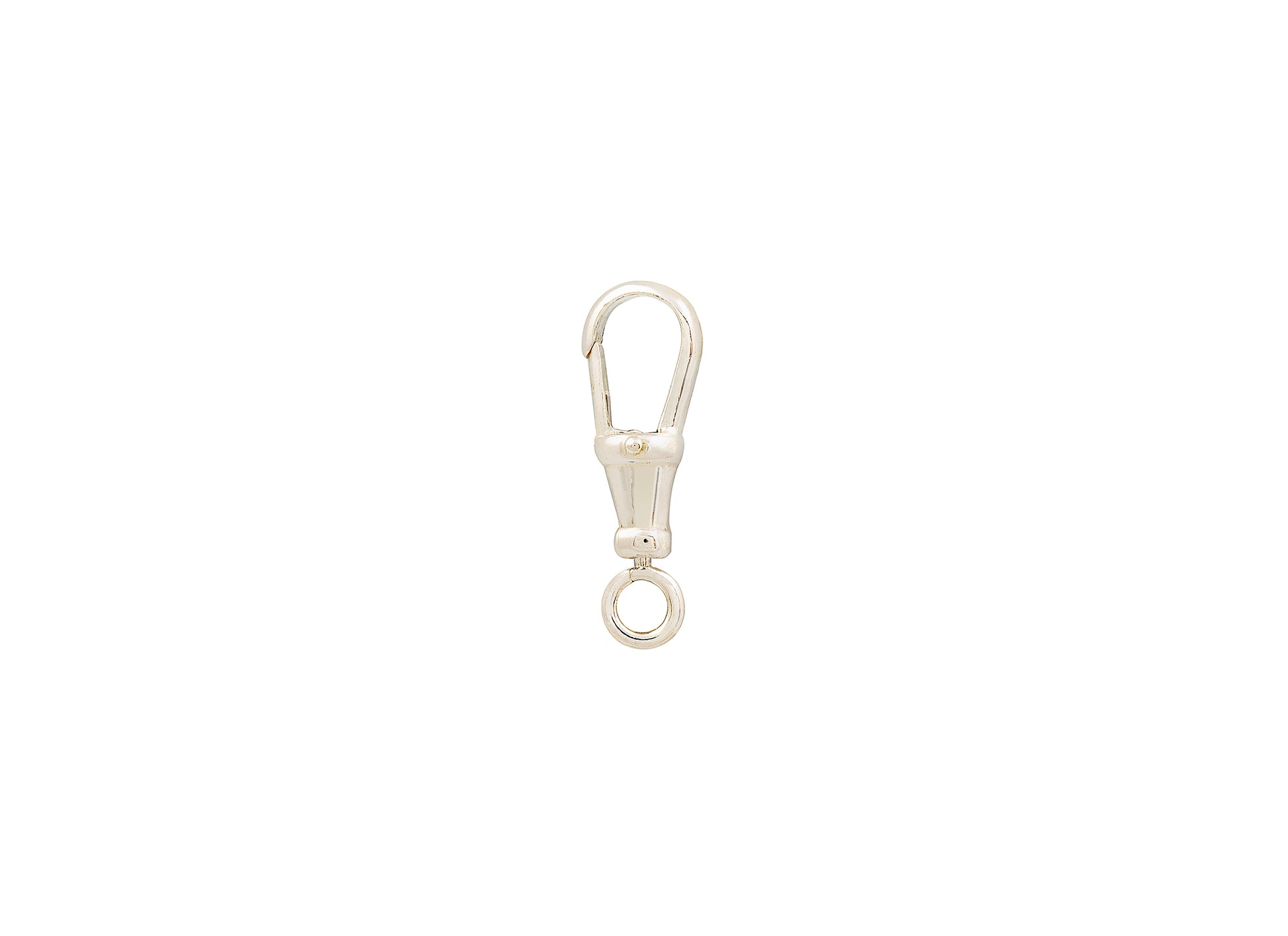 Metallic keychain clip on a white background