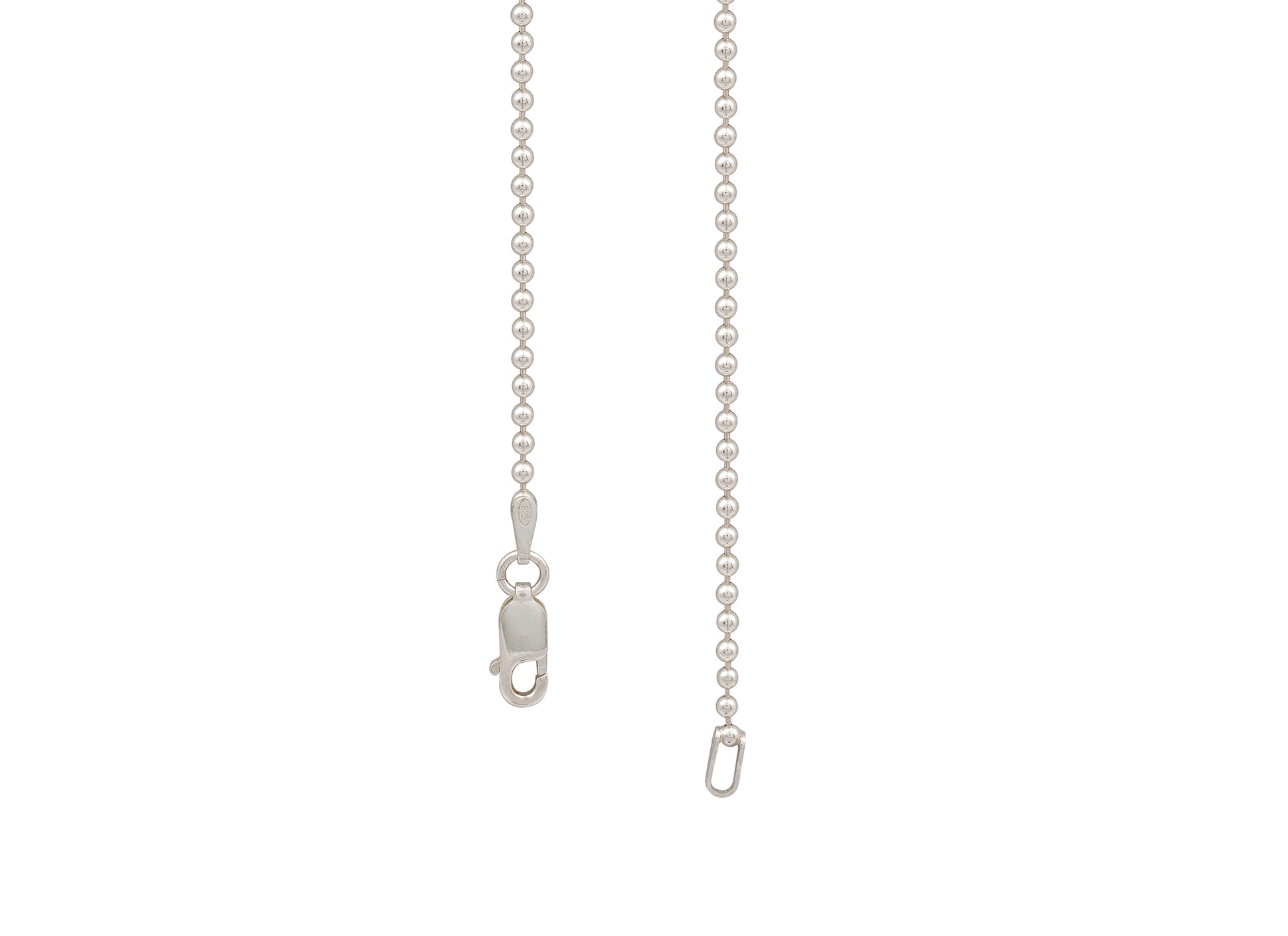 Silver chain with clasp on a white background