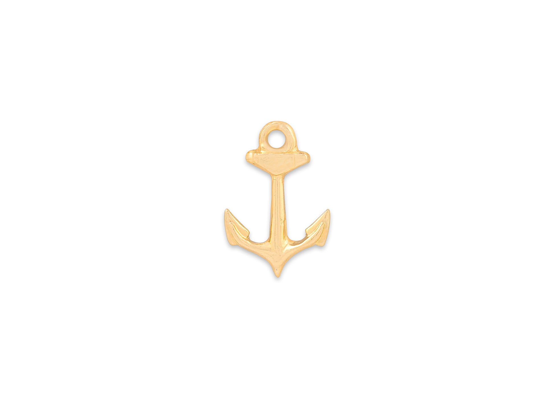 Gold anchor pendant on a white background