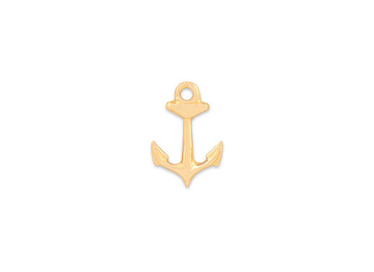Gold anchor pendant on a white background