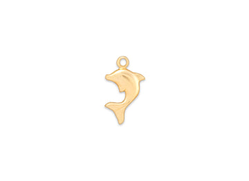 Gold dolphin pendant on a white background