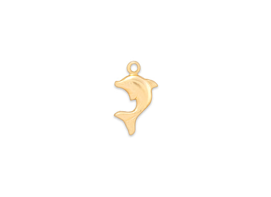 Gold dolphin pendant on a white background