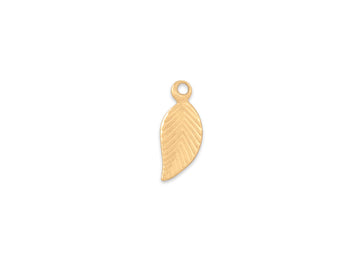Gold leaf-shaped pendant on a white background