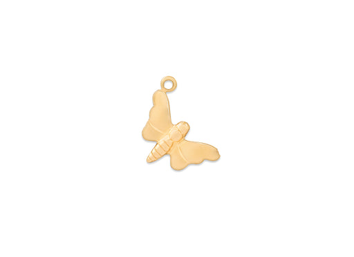 Gold butterfly pendant on a white background