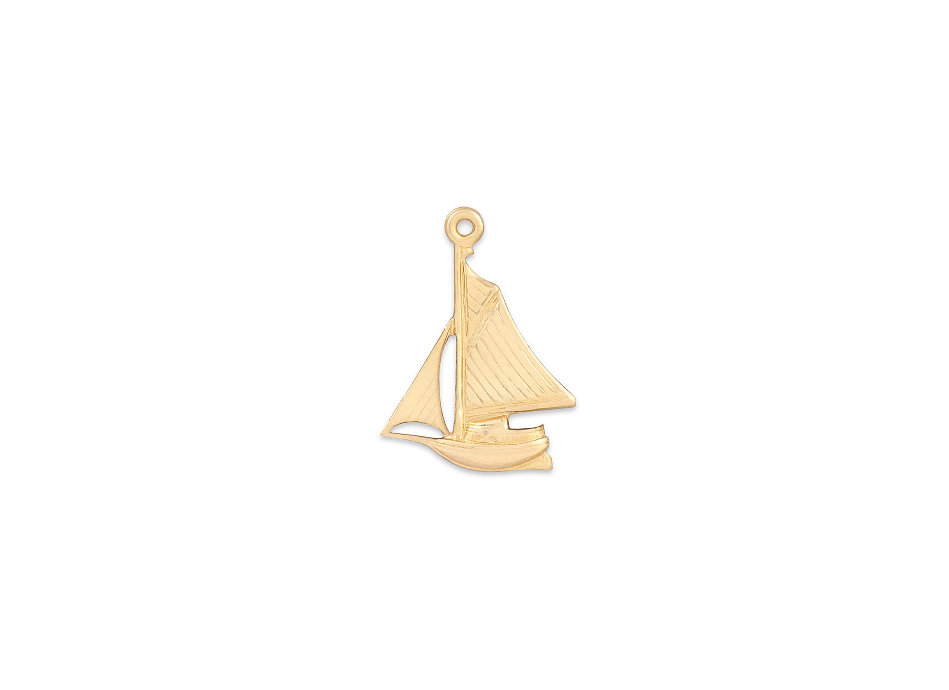 Gold sailboat pendant on a white background
