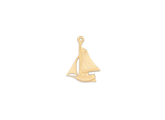 Gold sailboat pendant on a white background