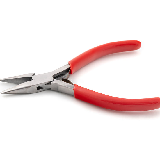 Red-handled pliers on a white background