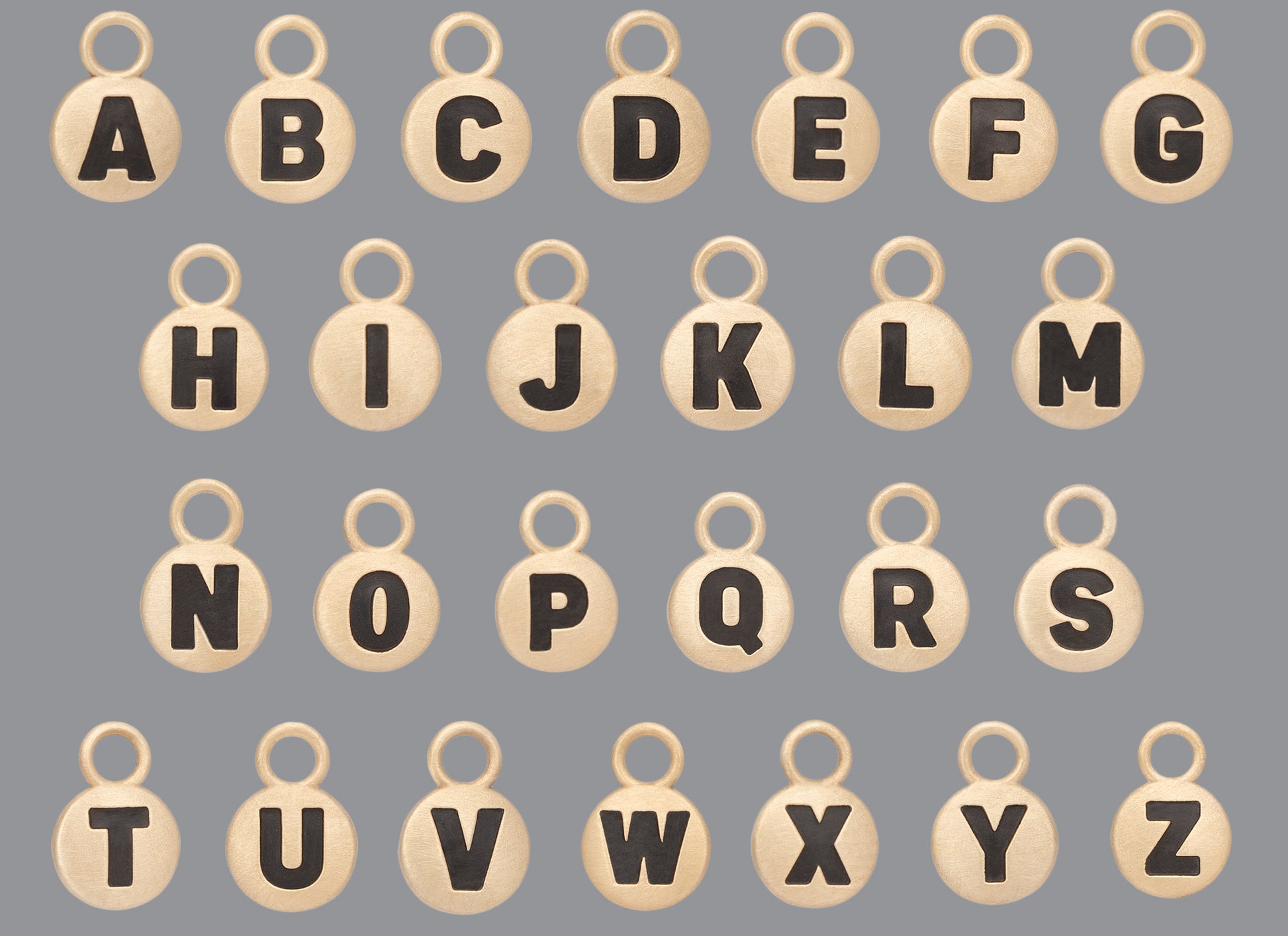 RIVA - 14K Gold Classic Round Letter Charms set