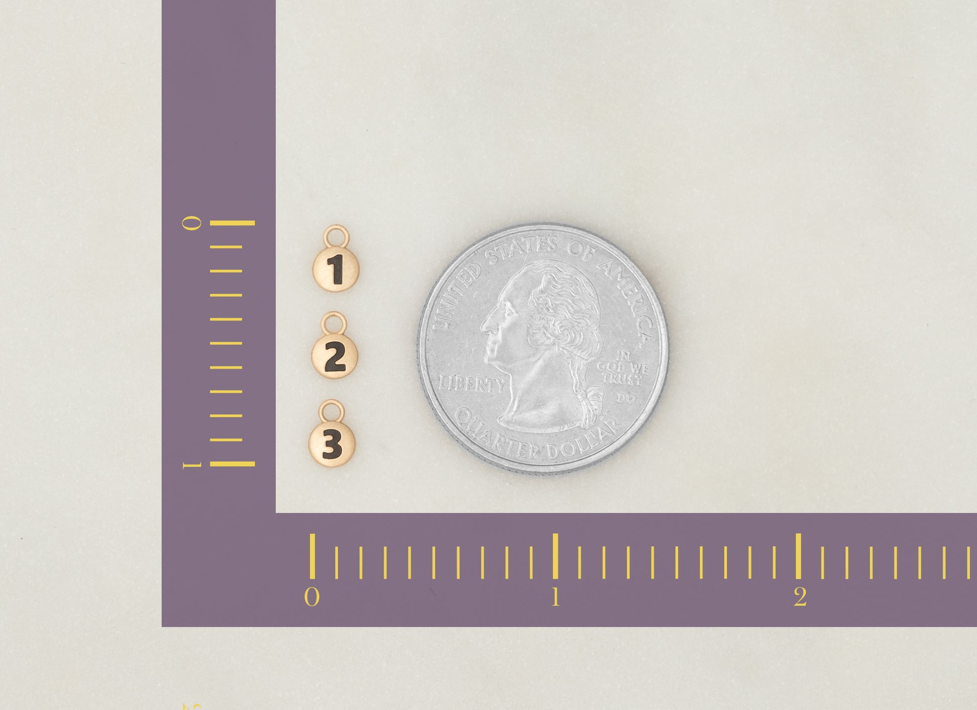 RIVA - 14K Gold Classic Round Number Charms size chart