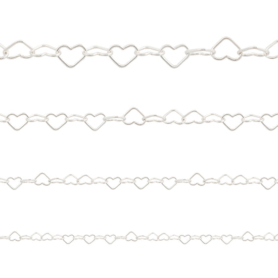 Decorative chain with heart shapes on a white background