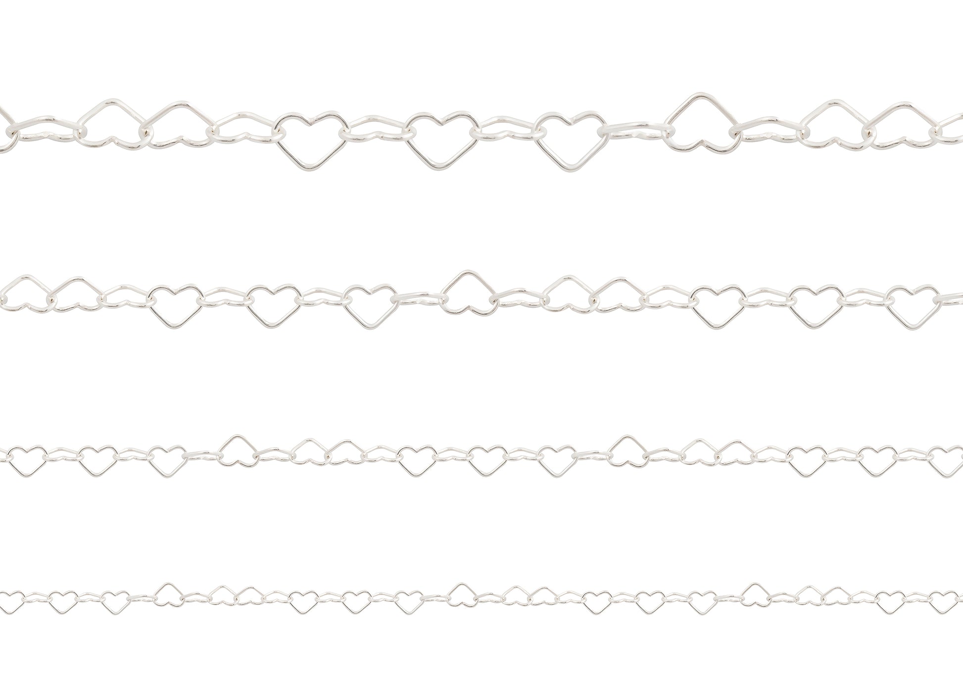 Decorative chain with heart shapes on a white background